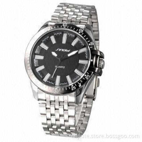 Men's Alloy Case Wristwatch with Steel-disc Band